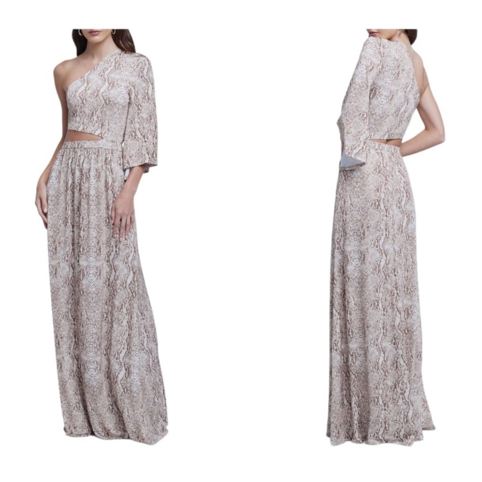 L'agence Fontana Neutral Snake One-Shoulder Maxi Dress Size Small Nwot $475 Msrp